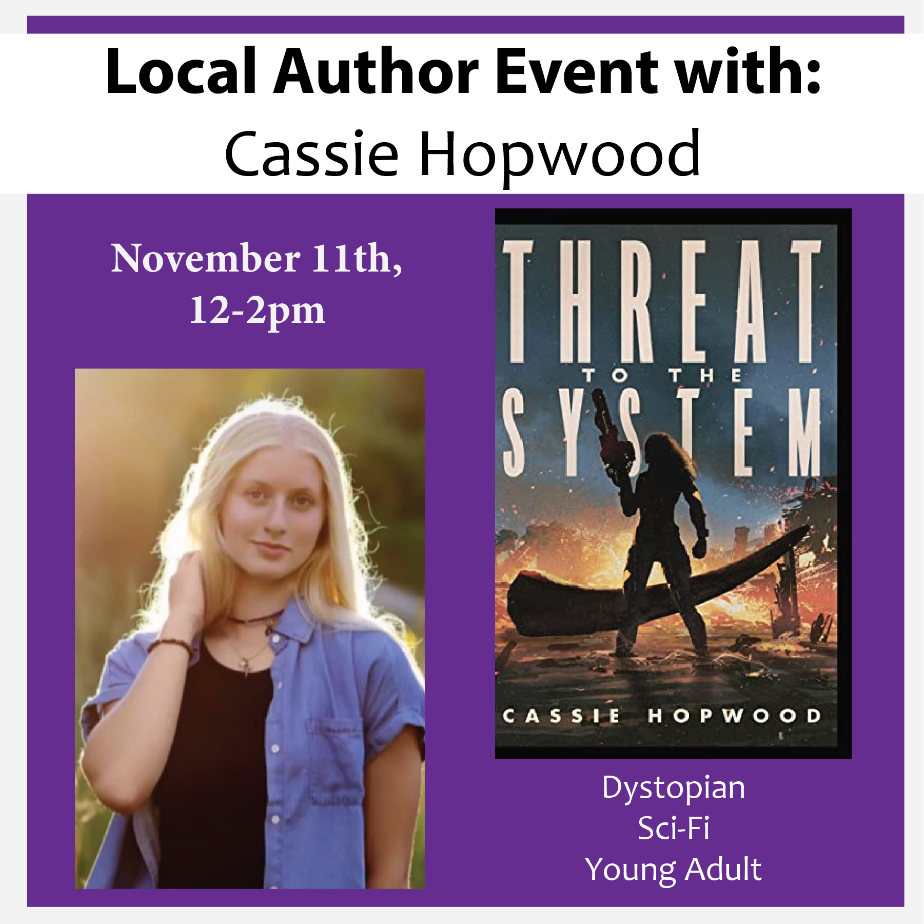 Local Author Book Signing Event Cassie Hopwood
